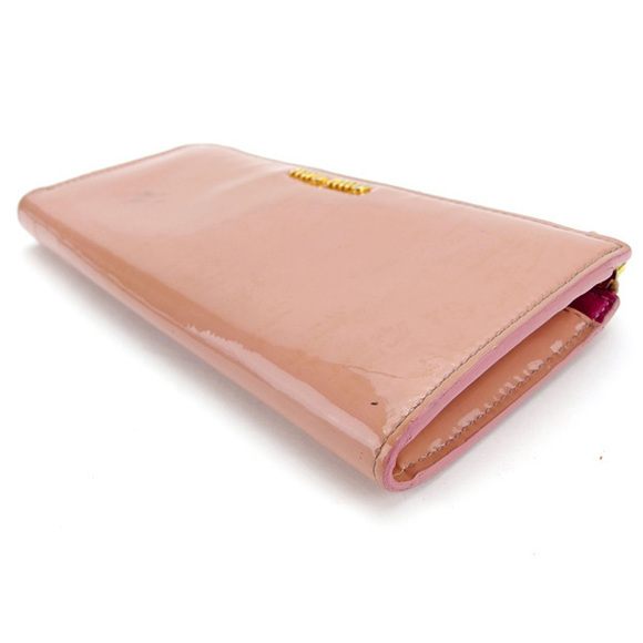 Miu Miu long wallet L-shaped ribbon motif pink enamel L1221 - Picture 3 of 6